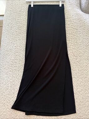 American Eagle Black Ribbed Maxi Skirt with Side Slit